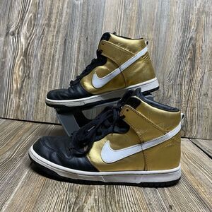 Size 9 Nike Mens Dunk Hi Premium 317892-711 Black Metallic Gold